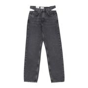 Amish Hög Midja Denim Jeans Gray, Dam