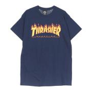 Thrasher Flame Tee Navy/Gul Herr T-shirt Blue, Herr