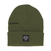 Iuter Logo Fold Beanie Army Hat Green, Herr