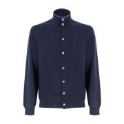 Fedeli Italiensk Slim Fit Knäppt Jumper Blue, Herr