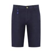 Manuel Ritz Blå Bomull Twill Bermuda Shorts Blue, Herr