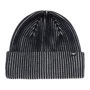 Emporio Armani Randig Multifärgad Beanie med Logotyp Blue, Herr