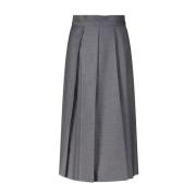 Max Mara Ull Plisserad Midi Kjol Gray, Dam