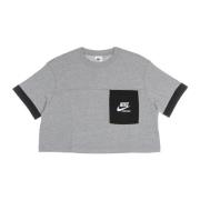 Nike Heritage Cropped Crew-Neck T-Shirt Gray, Dam