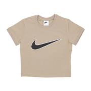 Nike Swoosh Logo Cropped T-Shirt Khaki Brown, Dam