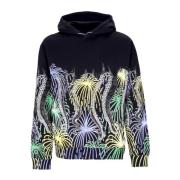 Octopus Svart Fireworks Hoodie med Tentakler Multicolor, Herr