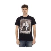 Trussardi Svart bomull T-shirt med främre tryck Black, Herr