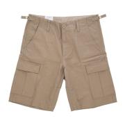 Carhartt Wip Cargo Shorts i Lädermaterial Beige, Herr