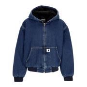 Carhartt Wip Blå Stone Washed Denim Jacka med Sherpa Interiör Blue, He...