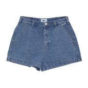 Obey Denim Shorts med Logoed Midjelåsning Blue, Dam