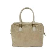 Fendi Vintage Pre-owned Nylon handvskor Beige, Dam