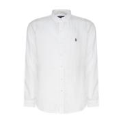 Ralph Lauren Vit Linne Button-Down Skjorta White, Herr