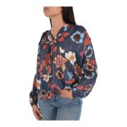 See u soon Blommig Flowy Blus - V-ringning Multicolor, Dam