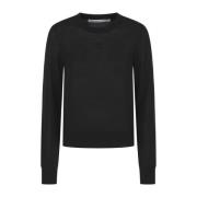 Alexander Wang Svart Logo Crew Neck Tröja Black, Dam