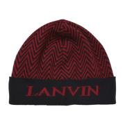 Lanvin Röd Ull Abstrakt Motiv Mössa Red, Herr