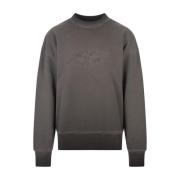 Msgm Grå Crew-Neck Sweatshirt med Broderad Logo Gray, Dam