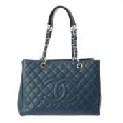 Chanel Vintage Pre-owned Tyg totevskor Blue, Dam