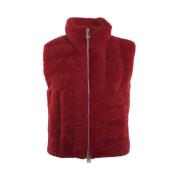 Bottega Veneta Scarlet Lambskin Polo Neck Coat Red, Dam