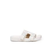 Loewe Vita Getläder Slide Sandaler med Anagram Spänne White, Dam