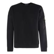 Stone Island Svart Bomullströja Rund Krage Logo Black, Herr