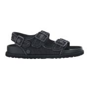 Birkenstock Mörk Tvätt Denim Sandaler Black, Herr