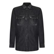 Dsquared2 Svart Denim Skjorta Aw24 Black, Herr