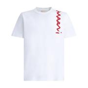 Marni Logo Jersey T-shirt Vit Kort Ärm White, Herr