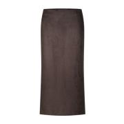 Drykorn Velour Midi Kjol med Hög Midja Brown, Dam