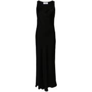 Blugirl Elegant Svart Satin Maxi Klänning Black, Dam