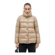 Moncler Kort Dunjacka med Ståkrage Beige, Dam