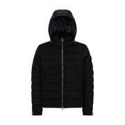 Moncler Corduroy Dunjacka med Läderdetaljer Black, Herr