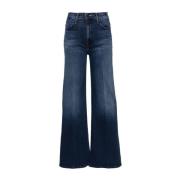 Mother Blå Wide Leg Denim Jeans Blue, Dam