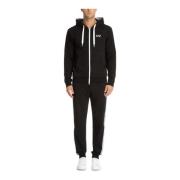 Emporio Armani EA7 Enfärgad Tracksuit med Huva och Logo Black, Herr