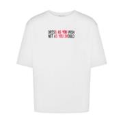 Moschino Slogan Print Logo Crew Neck T-shirt White, Herr