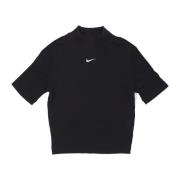 Nike Ribbad Mock Neck T-shirt Black, Dam