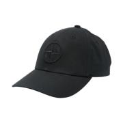 Stone Island Svart Bomull Broderad Kompass Logo Hatt Black, Herr