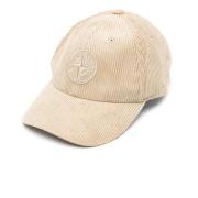 Stone Island Räfflad Beige Mössa med Logobrodyr Beige, Herr