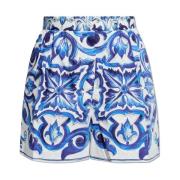 Dolce & Gabbana Shorts med Majolica-mönster Blue, Dam