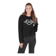 Love Moschino Svart Bomulls Sweatshirt med Inlay Black, Dam