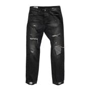 One Teaspoon Svarta Distressed Denim Jeans Black, Herr