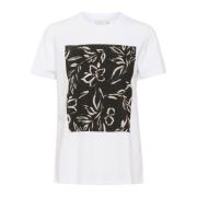 Kaffe Grafiskt Tryck T-shirt Optisk Vit White, Dam