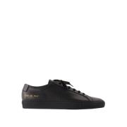 Common Projects Svart Läder Låg Topp Sneakers Black, Herr