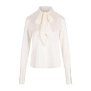 Ermanno Scervino Vit silkesatinskjorta med rosett White, Dam