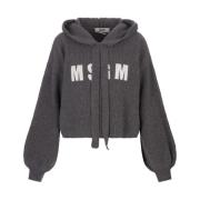 Msgm Grå Hoodie med Impact Logo Gray, Dam