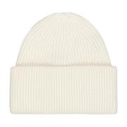 Laneus Kashmir Ribbstickad Beanie Mössa Beige, Unisex