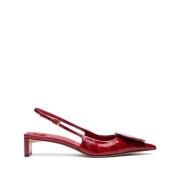 Jacquemus Röda Lackläder Slingback Flats Red, Dam