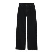 Anine Bing Vintage Svart Wide Leg Jeans Black, Dam