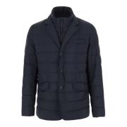 Herno Navy Goose Down Jacket High Collar Blue, Herr