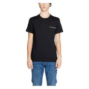 Emporio Armani Svart Bomull T-shirt Korta ärmar Black, Herr