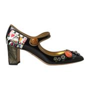 Dolce & Gabbana Kristallprydda Mary Jane Pumps Black, Dam